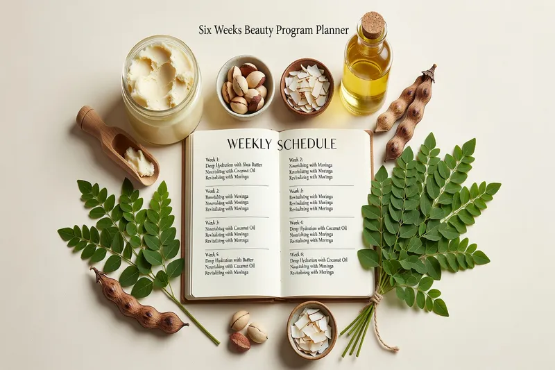 Programme beauté africaine 6 semaines — planning semainier avec produits naturels africains