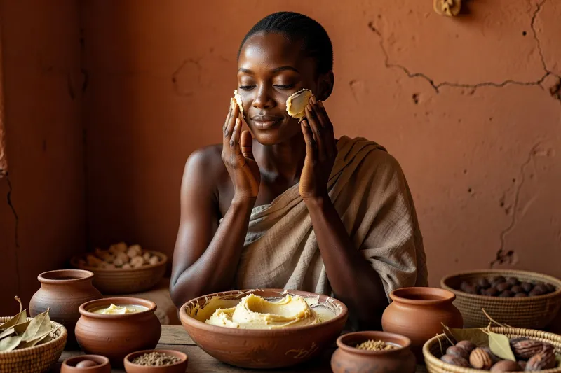 Femme africaine appliquant un soin beauté naturel au karité — rituel de sublimation naturelle