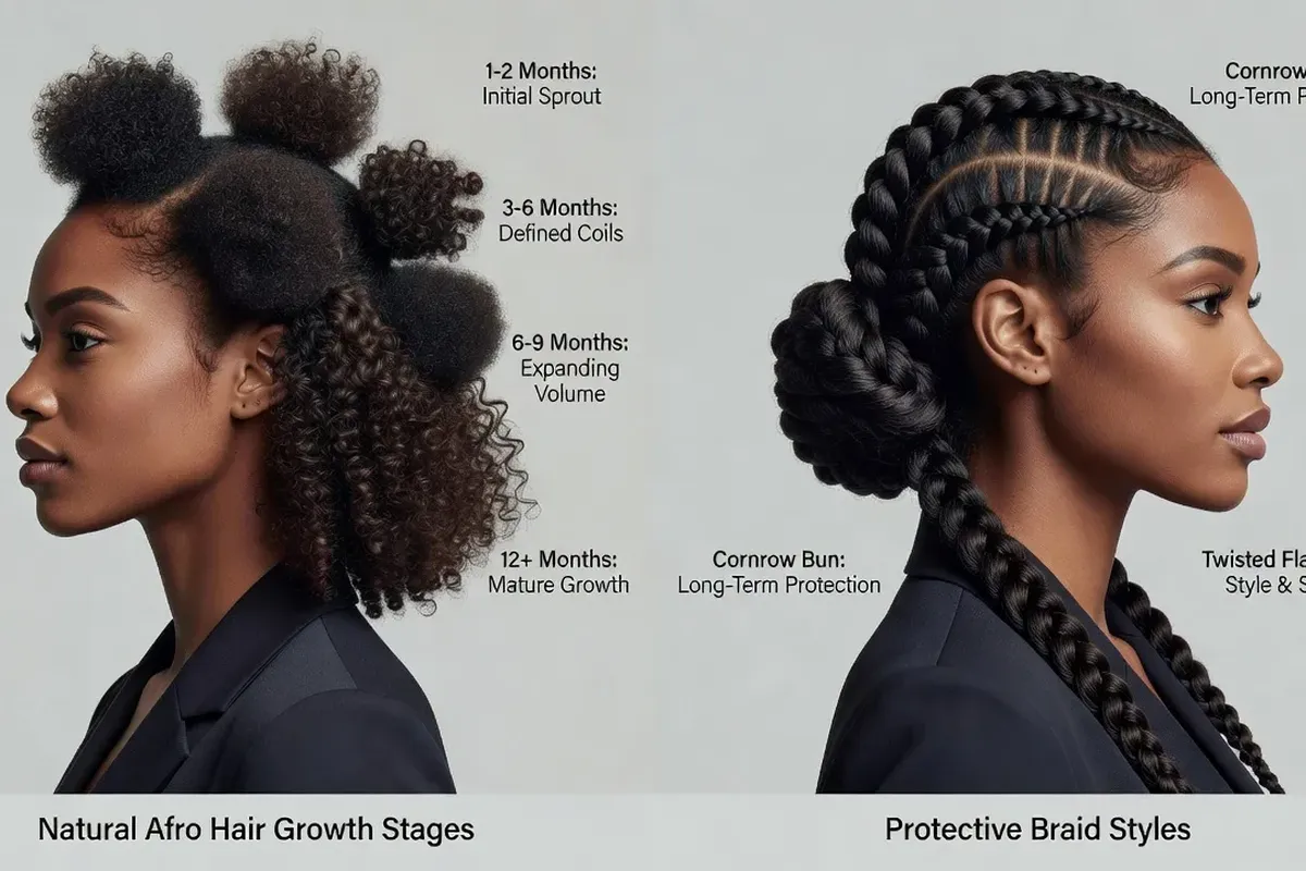 Coiffures protectrices pour cheveux afro en transition — tresses et twists naturels
