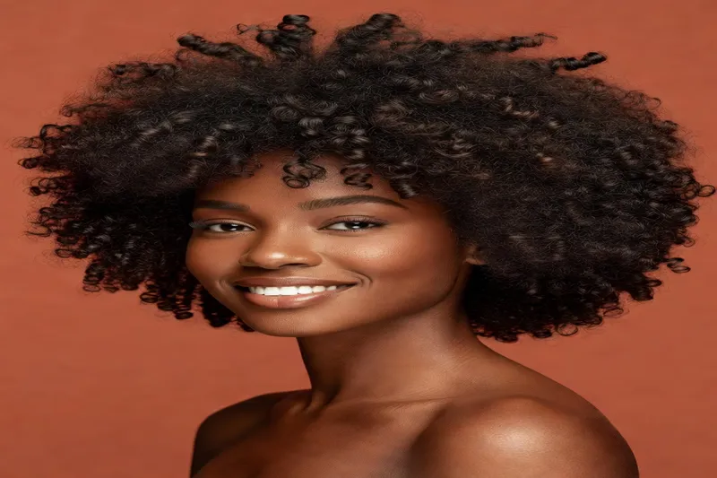 Femme africaine arborant une coiffure naturelle avec confiance — résultat d'un soin professionnel