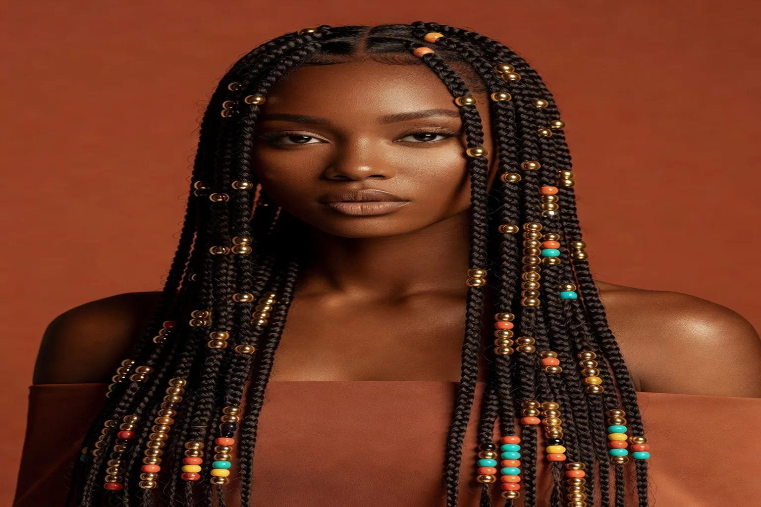 Femme africaine avec de magnifiques tresses — coiffures africaines 2026