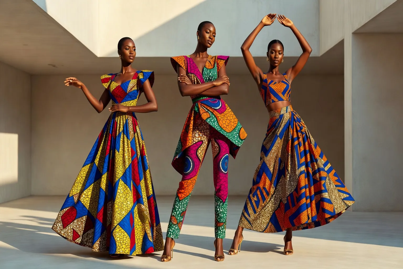 Mode africaine — tissus wax colorés et style élégant