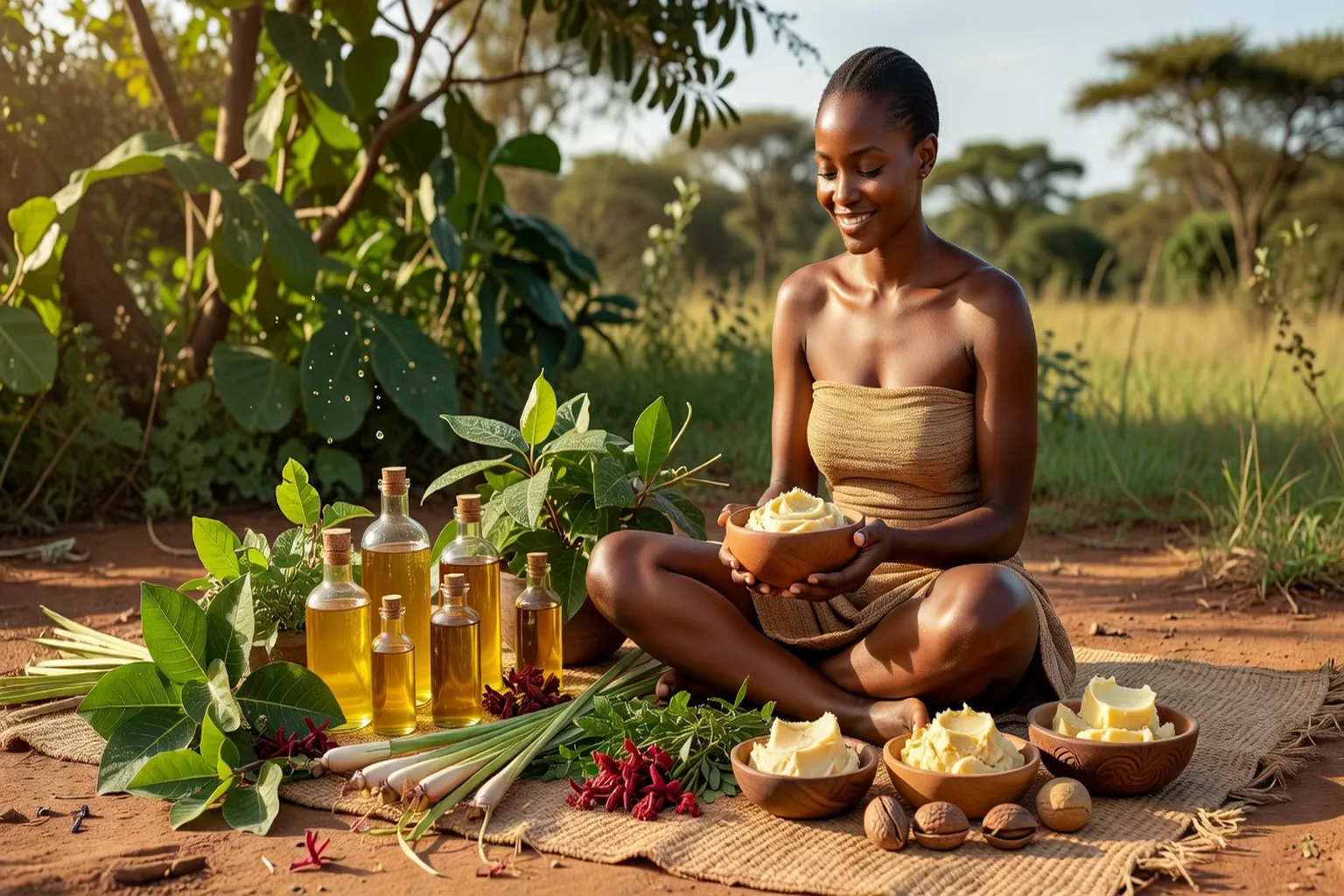 Soins naturels africains — karité, huiles et plantes